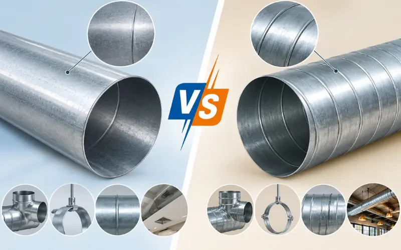 6 điểm khác biệt giữa ống gió tròn trơn và ống gió tròn xoắn