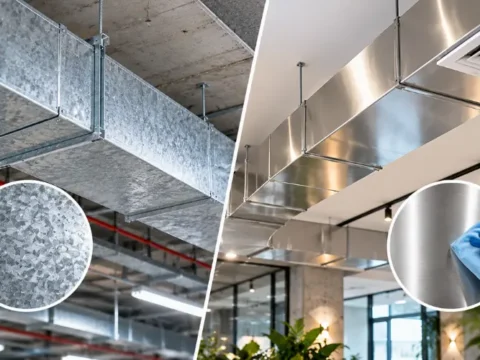 So sánh ống gió tôn mạ kẽm và ống gió inox về tính thẩm mỹ và khả năng vệ sinh